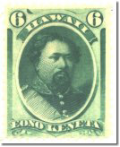 6¢ King Kamehameha V, bluish green