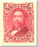 2¢ carmine red, King Kalakaua, Scott No. 43